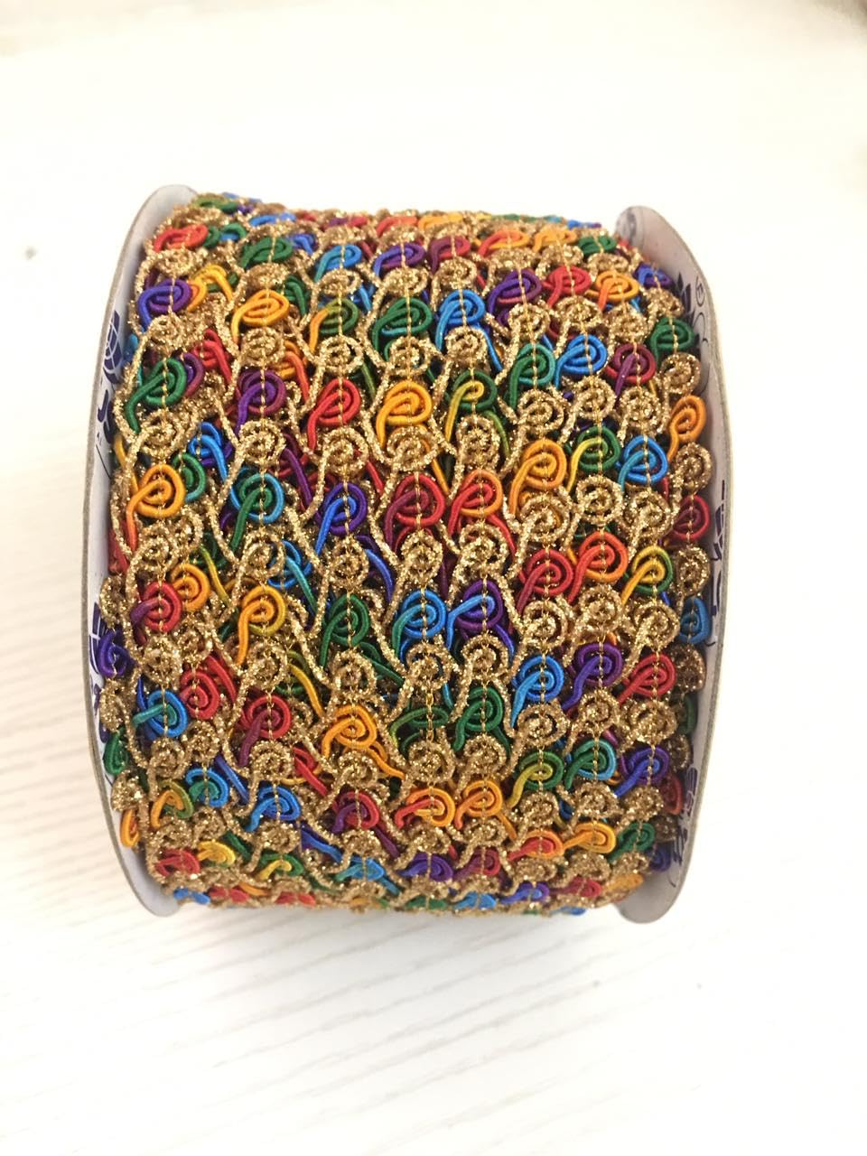 RAMya ENTERPRISERAMya ENTERPRISE Golden Copper 18 Meter Net Small Embroid Glitter Cloth Lace for Decoraing Any Outfit Borders Or as per Designer Look Out to enrich Your Attire (Dark Multi Colour)