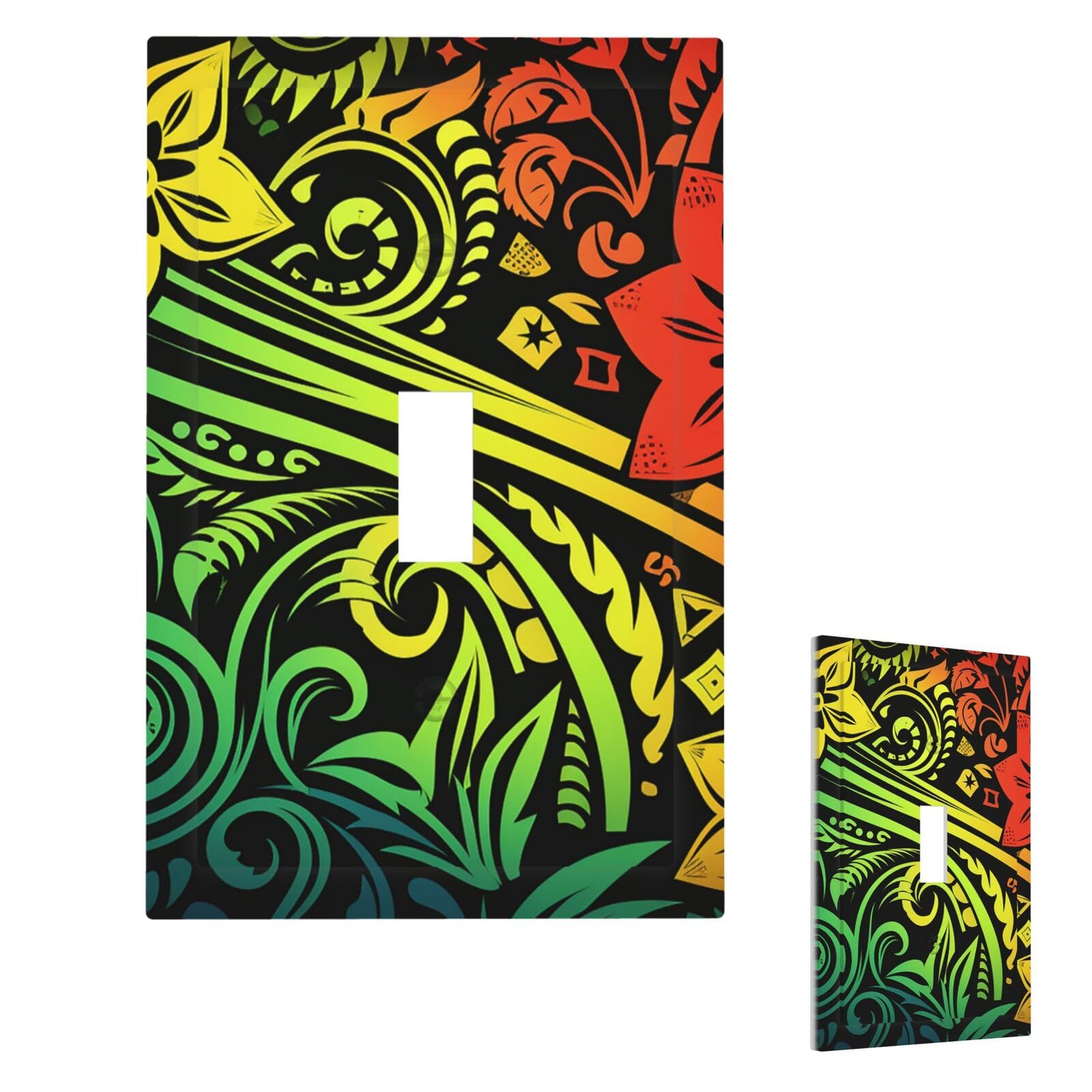 Hawaiian Tribal Style Wall Plate Cover Modern Decorative 1 Gang Light Switch Cover Unbreakable Receptacle Outlet Covers For Living Room Bedroom Home Decor Single Toggle