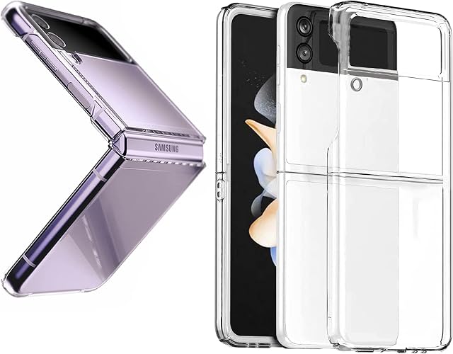 MHtech Samsung Z Flip 4 Case, Clear Hard Back Transparent Shockproof for Galaxy Z Flip 4 Case Cover Drop Protection, Lightweight