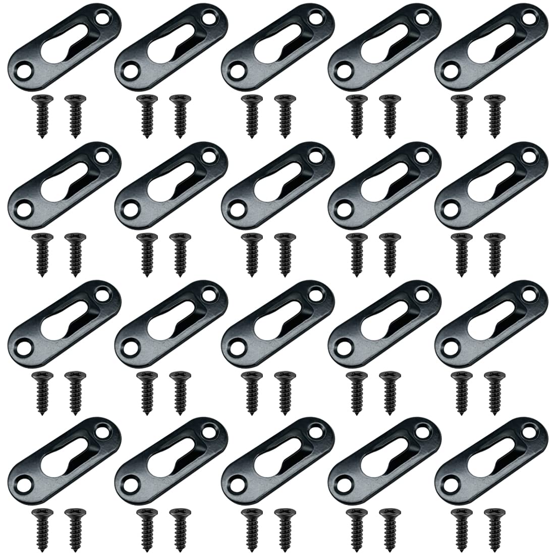 Framendino – 50er Set Schwarze Metall-Schlüsselloch-Aufhänger Mit Schrauben Für Bilder, Spiegel & Co.