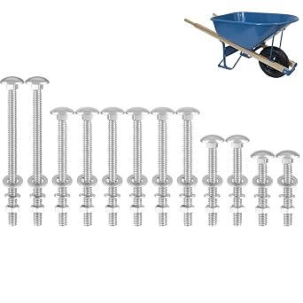 Wheelbarrow Handles Bolt Nut Kit, Wheelbarrow Handle Part 5/16 Nut Bolt | Stainless Steel Wheelbarrow Carriage Bolts Kit for Wheelbarrow Rebuild, Furniture Repair, Wood Assembly - 12 Pack