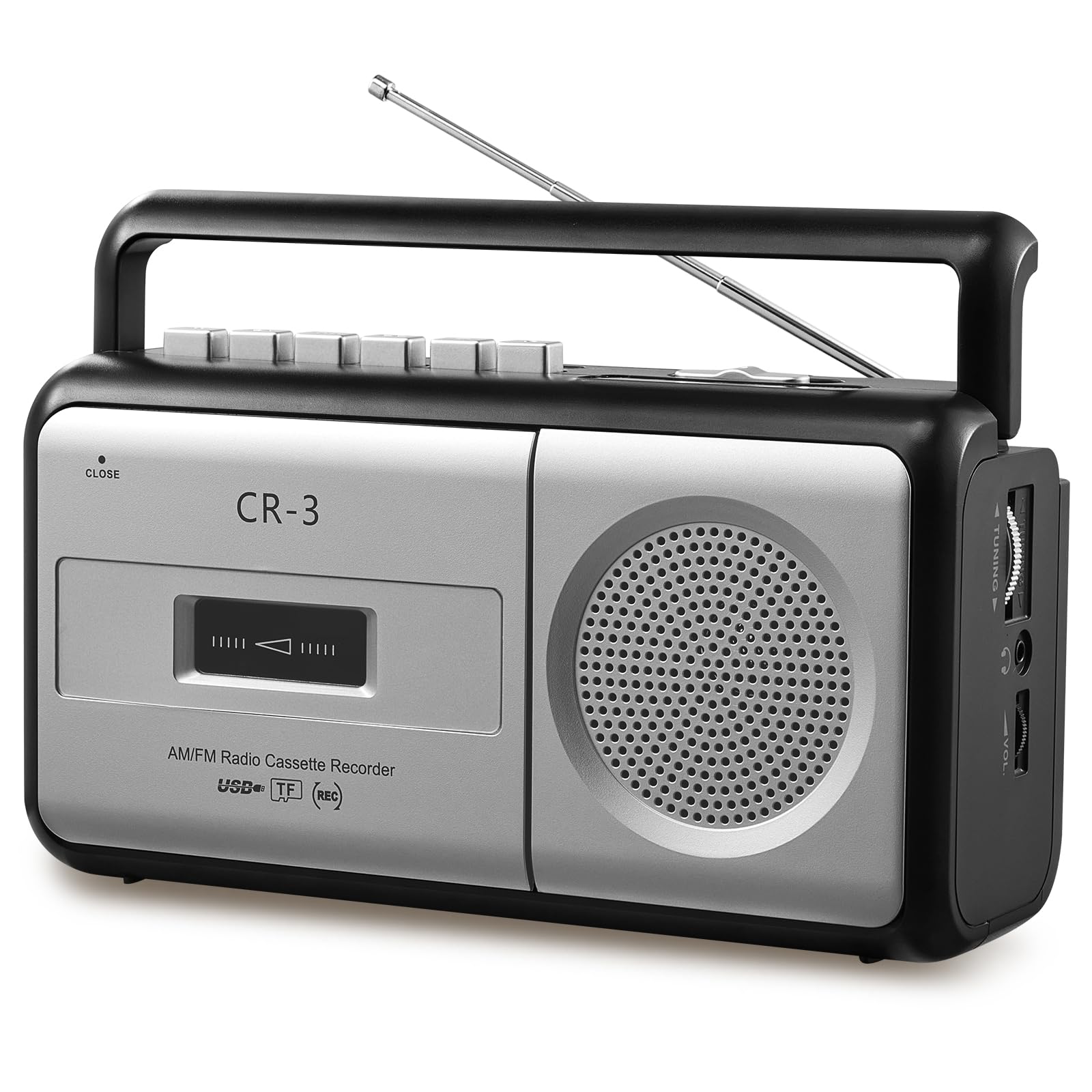 DGXWLLW Portable Cassette Player Boombox AM/FM Radio Stereo, Vintage Casette Tape Player Recorder with Loud Speaker and 3.5mm Earphone Jack Powered by AC or 6 AA Battery for Home or Outdoor