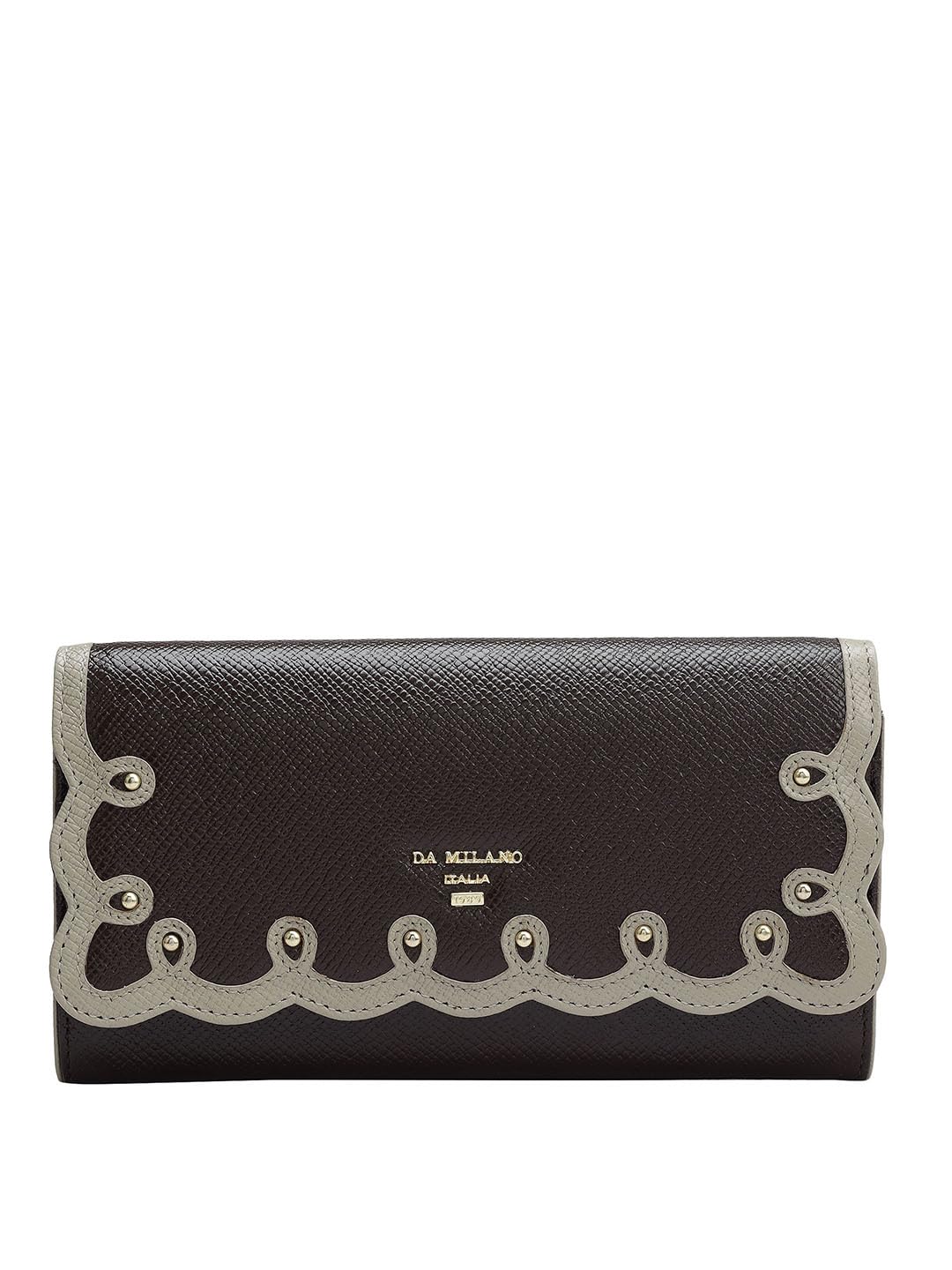 Da Milano Genuine Leather Brown Flap Over Women Wallet (10235)