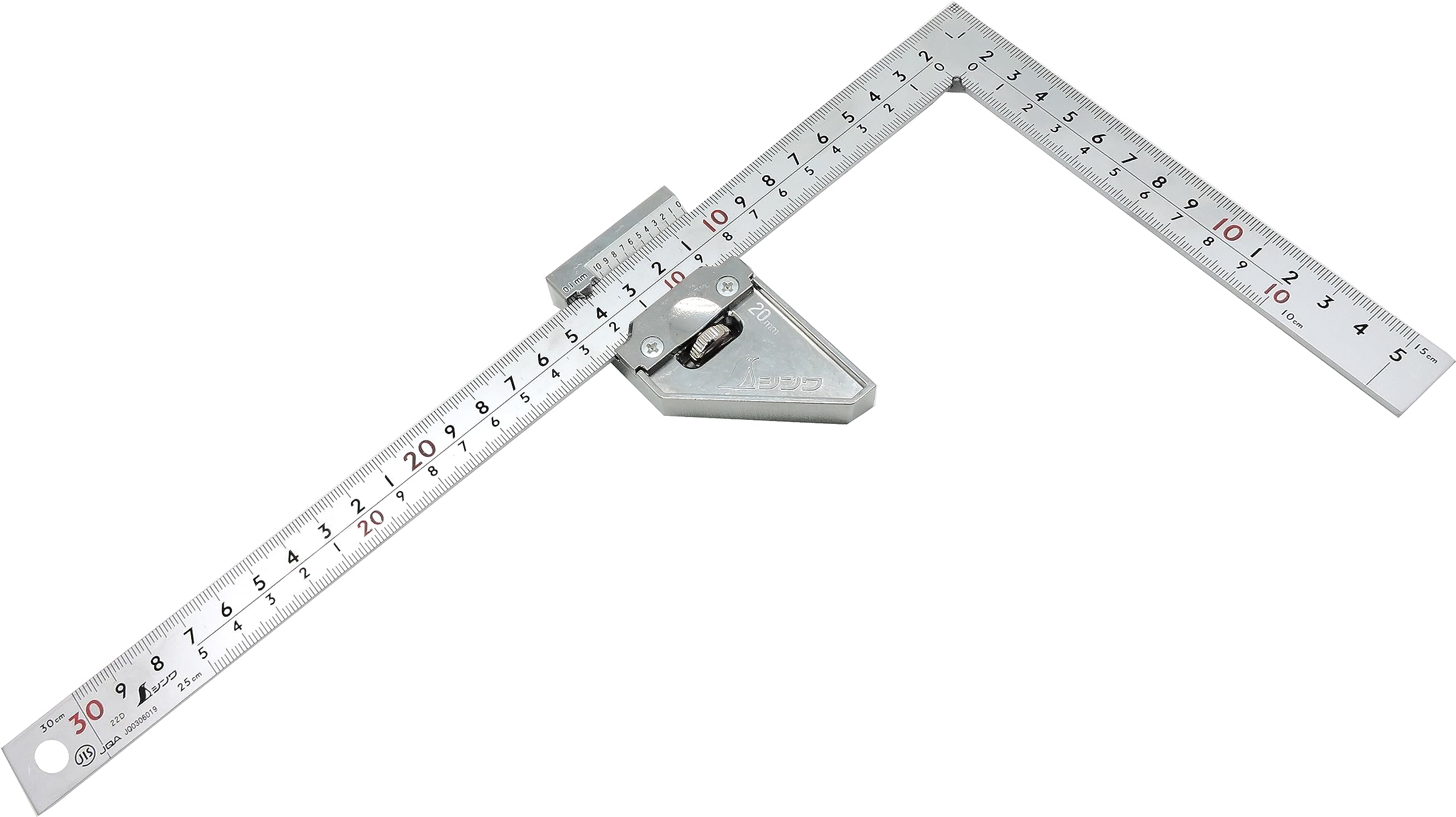 Shinwa 12513 Zimmermannswinkel 30x15cm by FAMEX (12486), mit Stopper, Tischlerwinkel, Messwinkel, Schreinerwinkel - Made in Japan