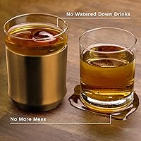 Vista 4 de Elevated Craft Vaso Híbrido de Cóctel de Vidrio Premium con Base de Acero Aislada al Vacío con Inserto Extraíble - Vaso de Rocas de 12oz, Doble Old