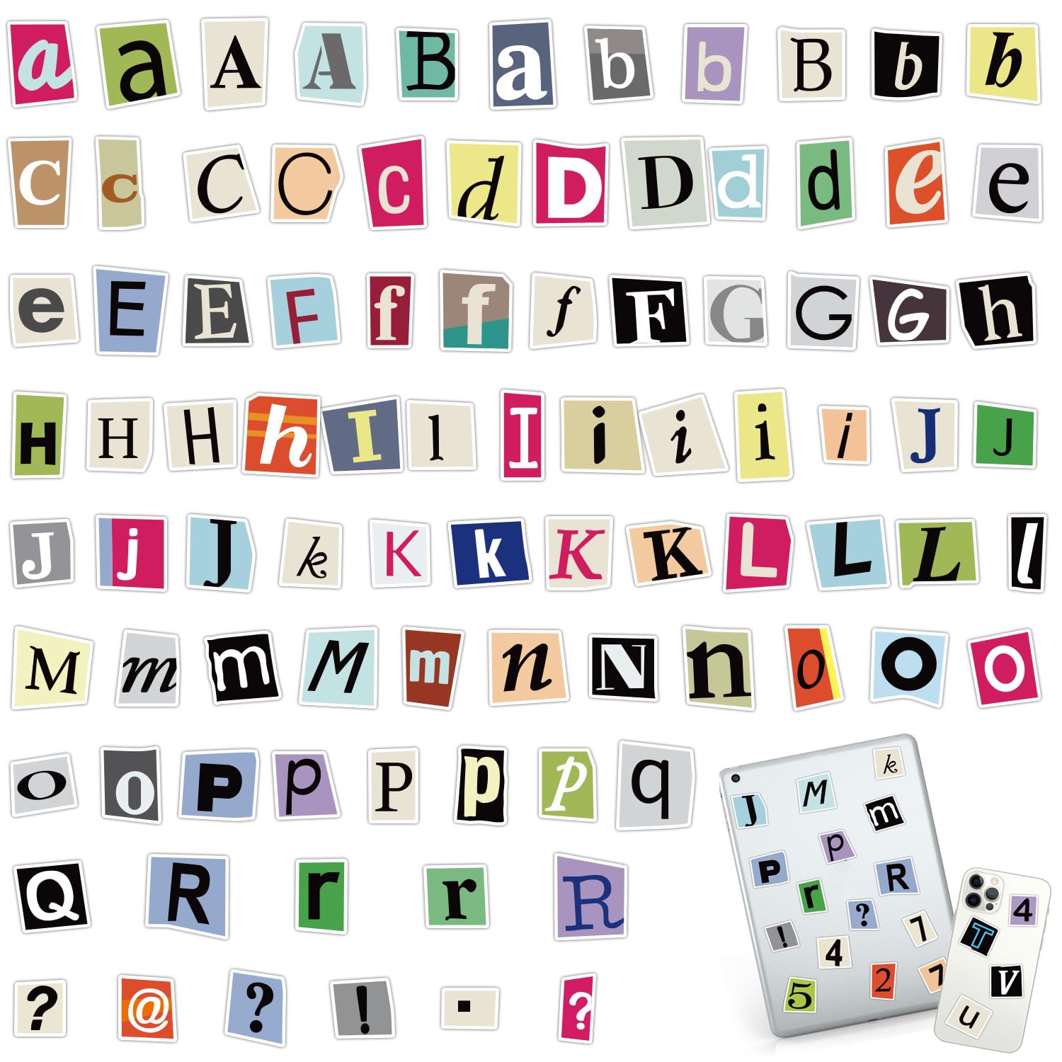 Asrejur No 100 Pcs Alphabet And Punctuation Scrapbook Stickers, Water-Proof And Vintage Stickers For Scrapbooking, Scrap Book Sticker For Diy, Journals, Scrapbooks, Mailboxes, Laptops, Water Bottles And Luggage