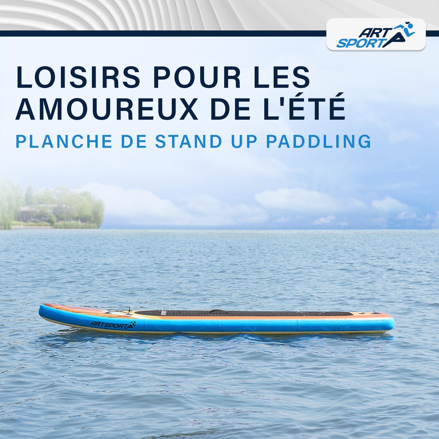 ArtSport Planche de Stand Up Paddle en kit Gonflable 320 cm – 150 kg – Leash, Pompe, pagaie, Sac et Accessoires – Planche de Sup