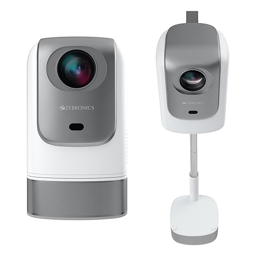 Zebronics Android 13 Smart LED Projector, 4K Support, 4600 Lumens, 200" Screen Size, 90° Tilt, Auto Focus & Keystone, OTT Apps (Netflix, Prime Video, Hotstar), Miracast, WiFi, BT, HDMI (PixaPlay 75)