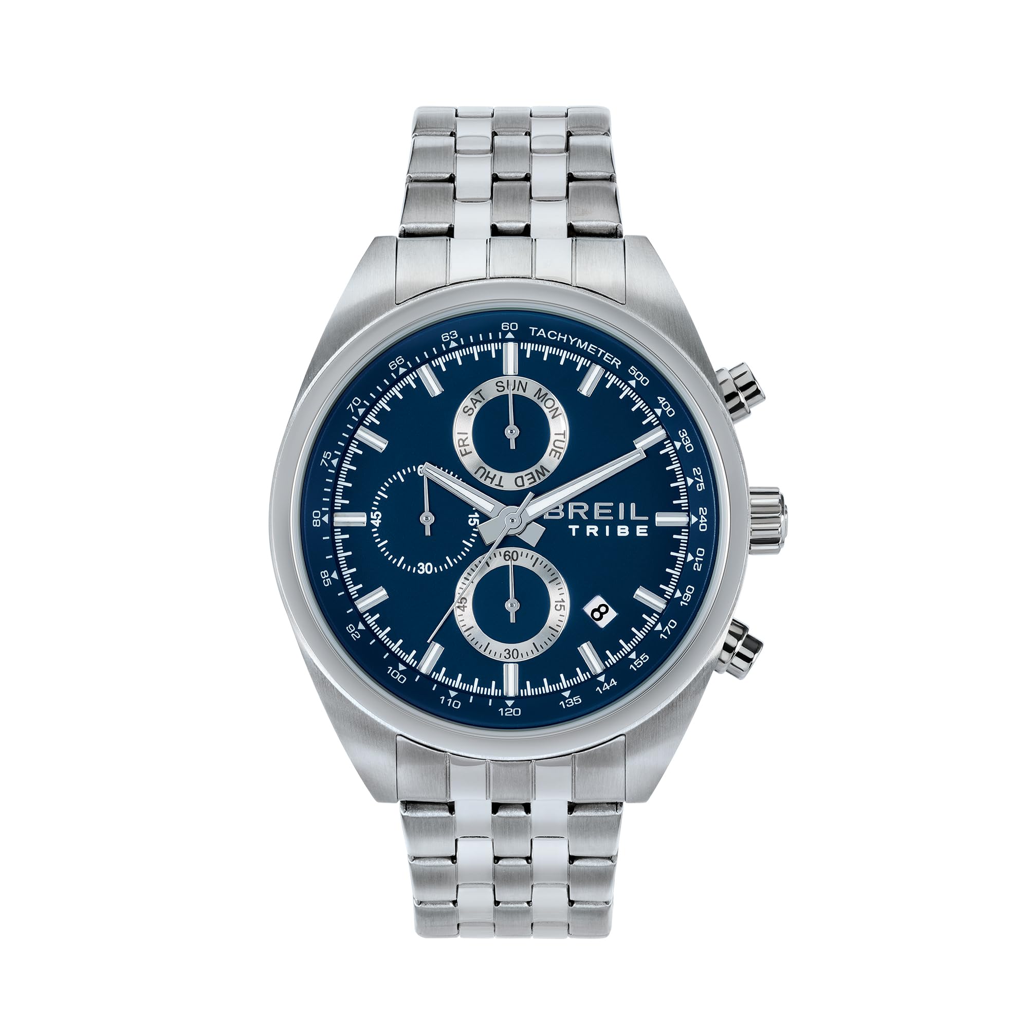 Breil, Collezione Sky Volt, Cronografo Uomo Ispirato al Mondo dell'Aviazione, Cassa 42 mm in Acciaio Bilux, Vetro Minerale, Bracciale in Acciaio 5 Maglie, Chiusura con Pulsanti