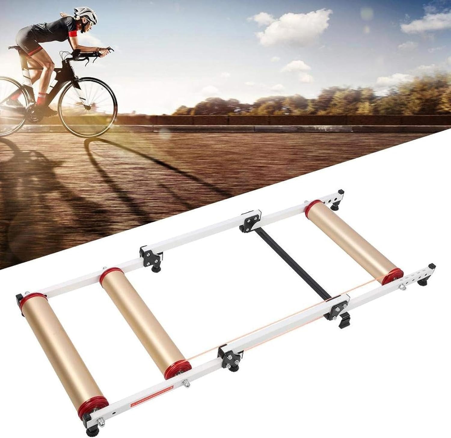 Rullo da Ciclismo Pieghevole per Trainer per Bici, Piattaforma Fissa per Esercizi Interni, per Esercizi su Bici da Strada MTB, con Resistenza per Bici da Strada da 24-29 Pollici