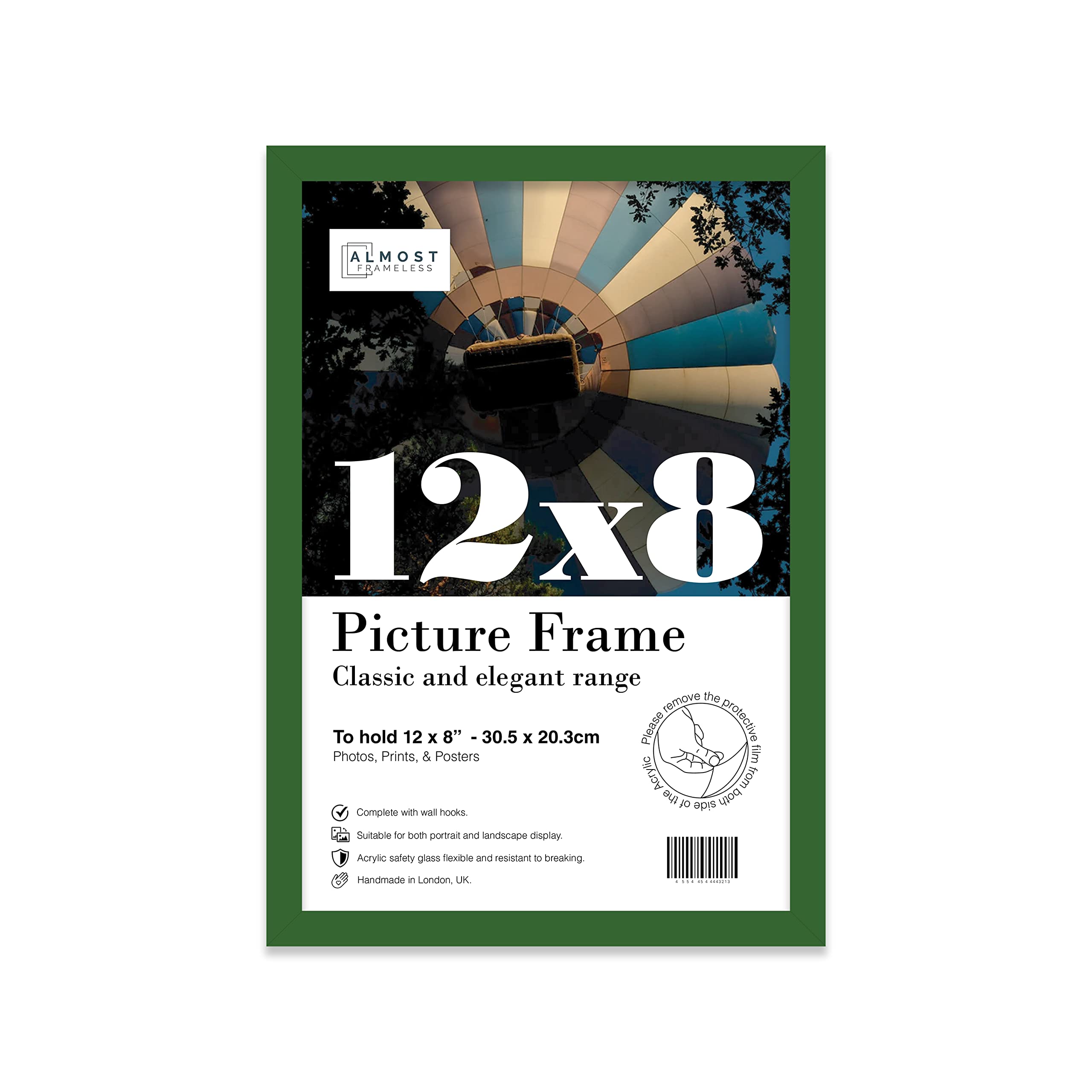12x8 Inch Green Photo Frame Wall Mountable and Freestanding Picture Frame Standard Photograph Size, 12" X 8" (31 X 20cm)