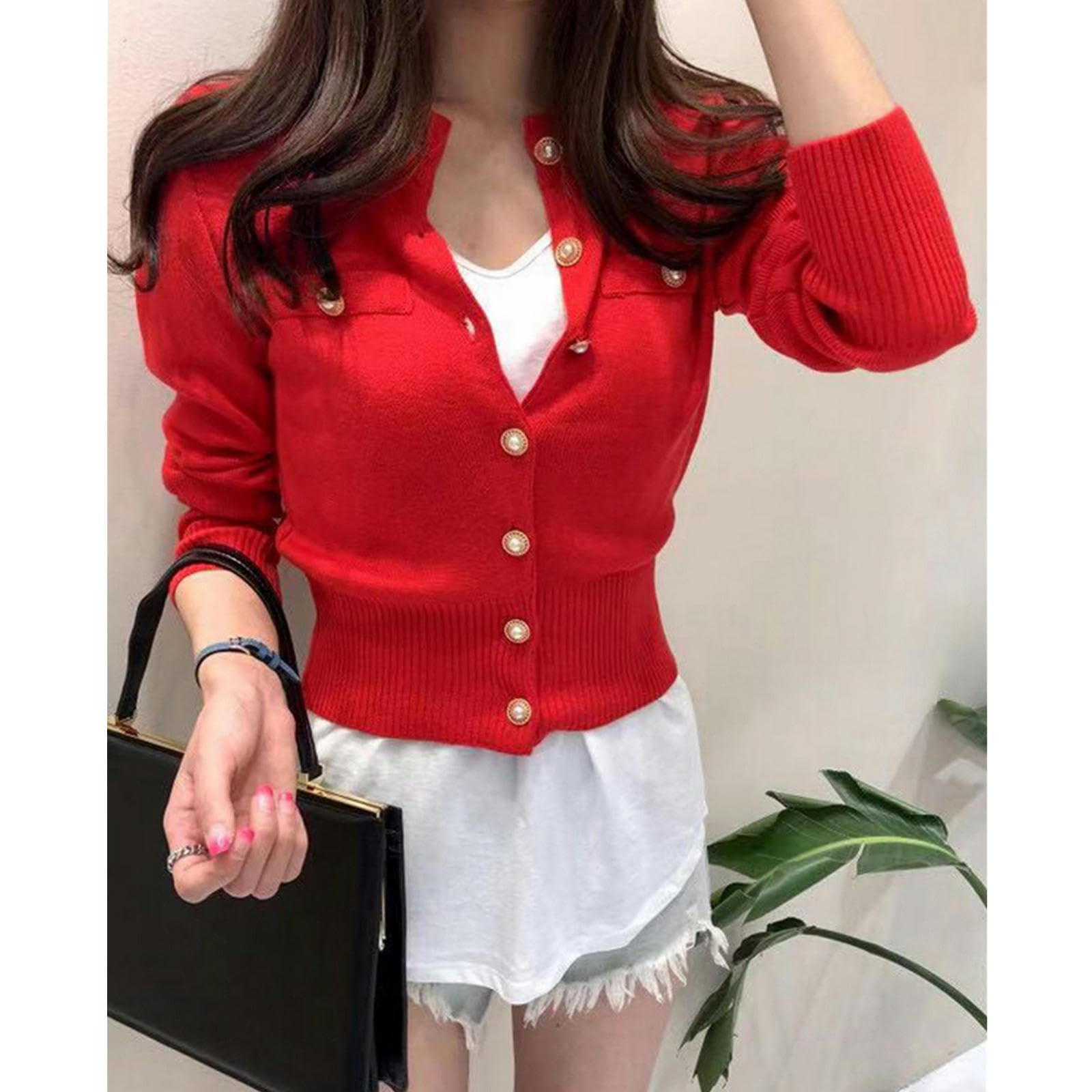 NOGRAX Cardigan Estivo Donna Fashion Women Cardigan Maglione A Maglia A Maglia A Maniche Lunghe Casual Single Slim Slim Top