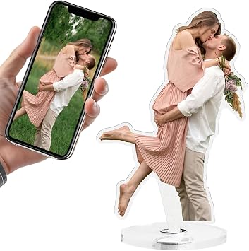 Custom Standing Figure with Photo, Personalized Rotatable Character Acrylic Stand Model Collections Ornaments Decoration Gifts for Family Friend Lovers Wife