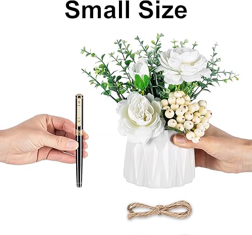 Miniatura 6 de BLOSMON Decoración de mesa, florero de flores artificiales de 7 pulgadas, pequeño arreglo floral rosa falso, 2 piezas para mesas, centros de mesa,