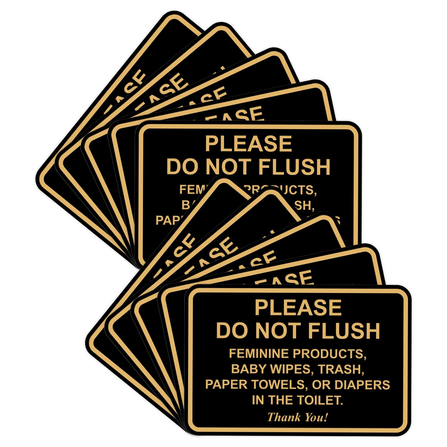 All Quality Classic Framed Please Do Not Flush Thank You Bathroom Etiquette Sign - 5" x 7" (Black-Gold) 10 Pack