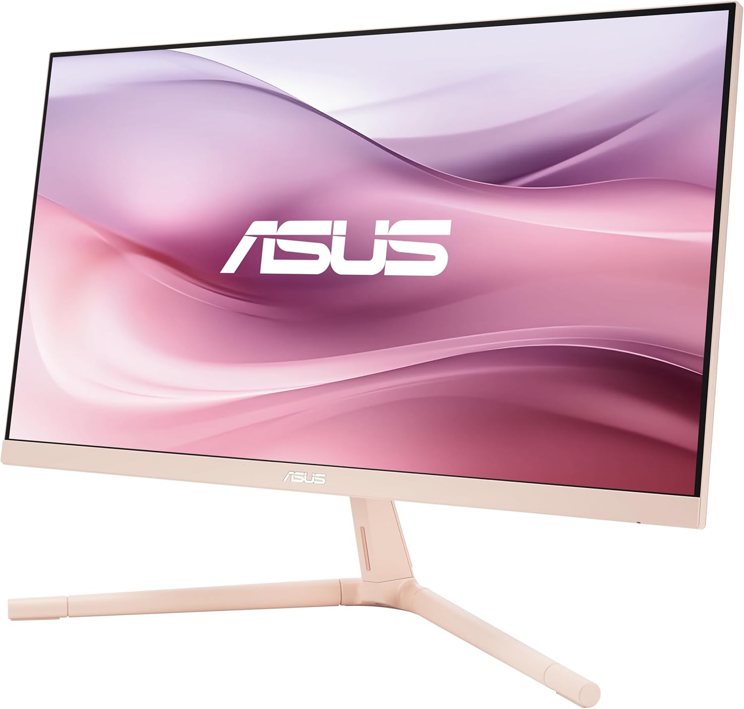 ASUS Eye Care VU249CFE-P - 24 Inch Full HD Monitor - 100 Hz, 1ms MPRT, AdaptiveSync, GreenProduct, Epeat Gold - IPS Panel, Vesa 75x75, 16:9, 1920x1080, HDMI, USB-C with 15W PD, Ergonomic, Light Pink