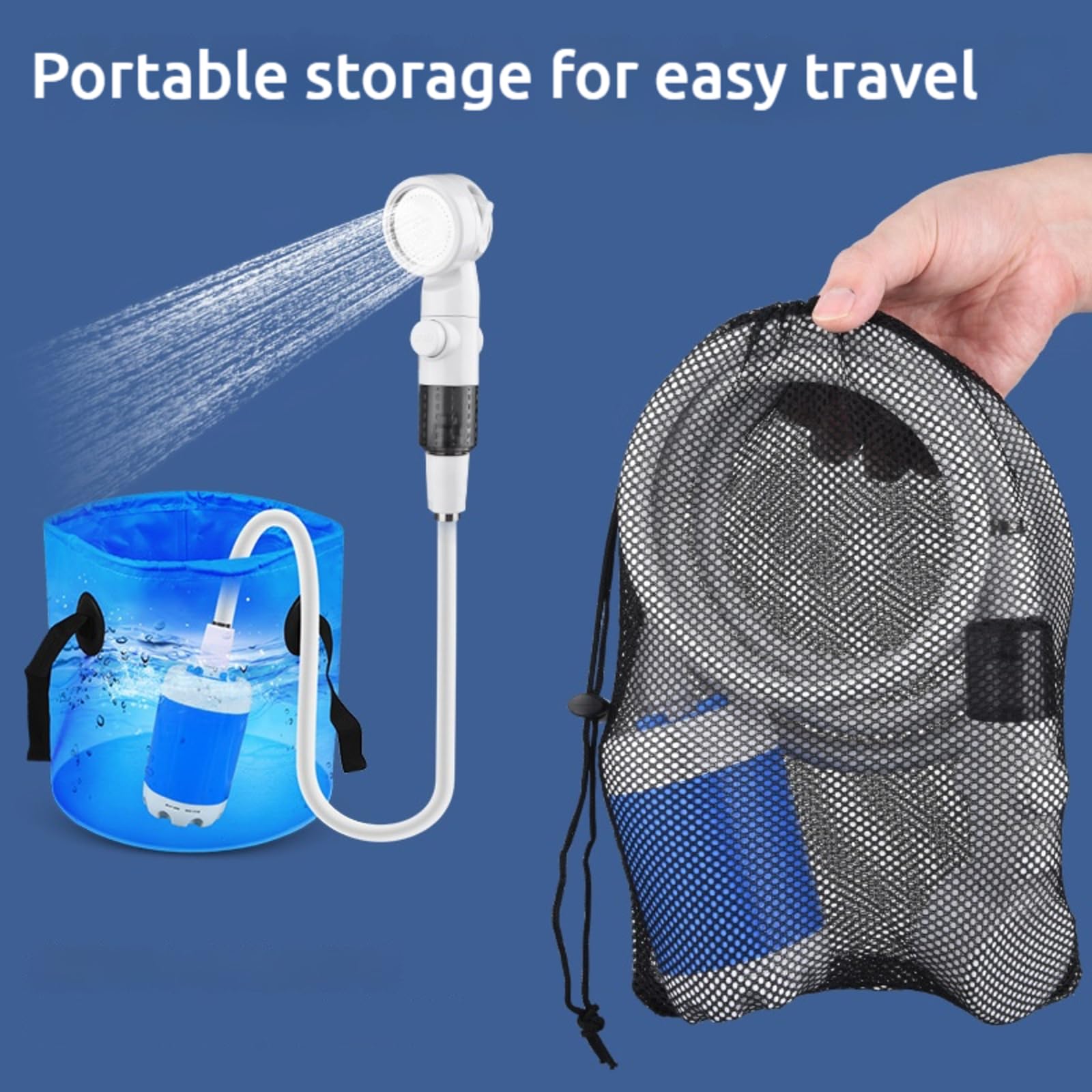 Générique Douche Camping Portable – Douchette Exterieur Portable, Pompe de Douche Électrique Rechargeable avec 3 Modes (Pluie/Impulsion/Mixte) pour Camping, Randonnée et Plage (B)