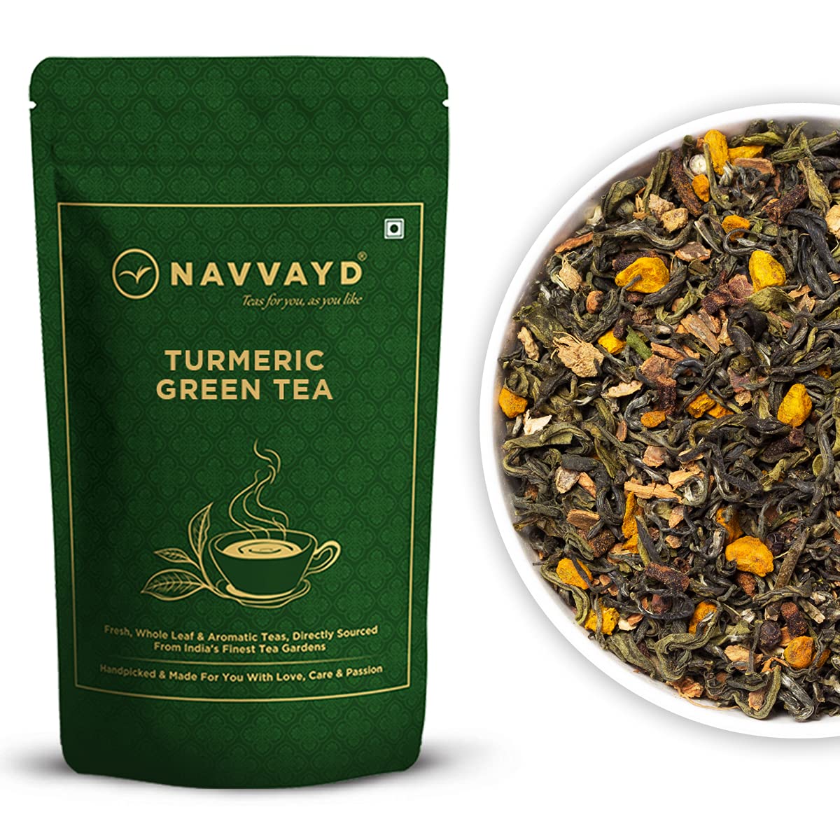 NAVVAYD Turmeric Ginger Tea (100 Grams, 50 Cups), Delicious & Healthy Tea with Natural