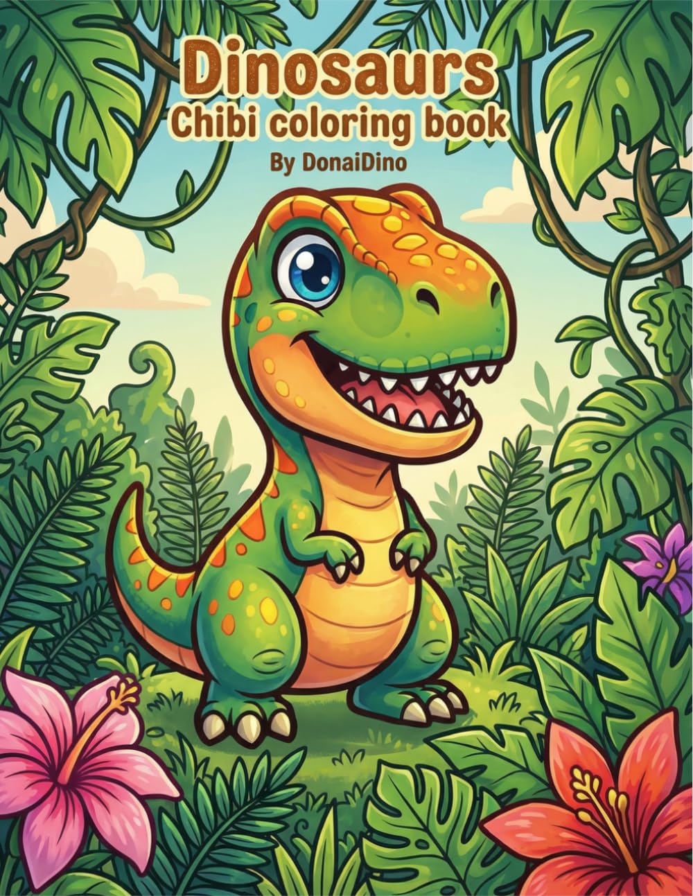 Dinosaur Chibi Coloring Book for Kids: An Adorable Collection of Cute and Easy Dino Pages for Toddlers and Preschoolers to Encourage Creativity and Relaxation