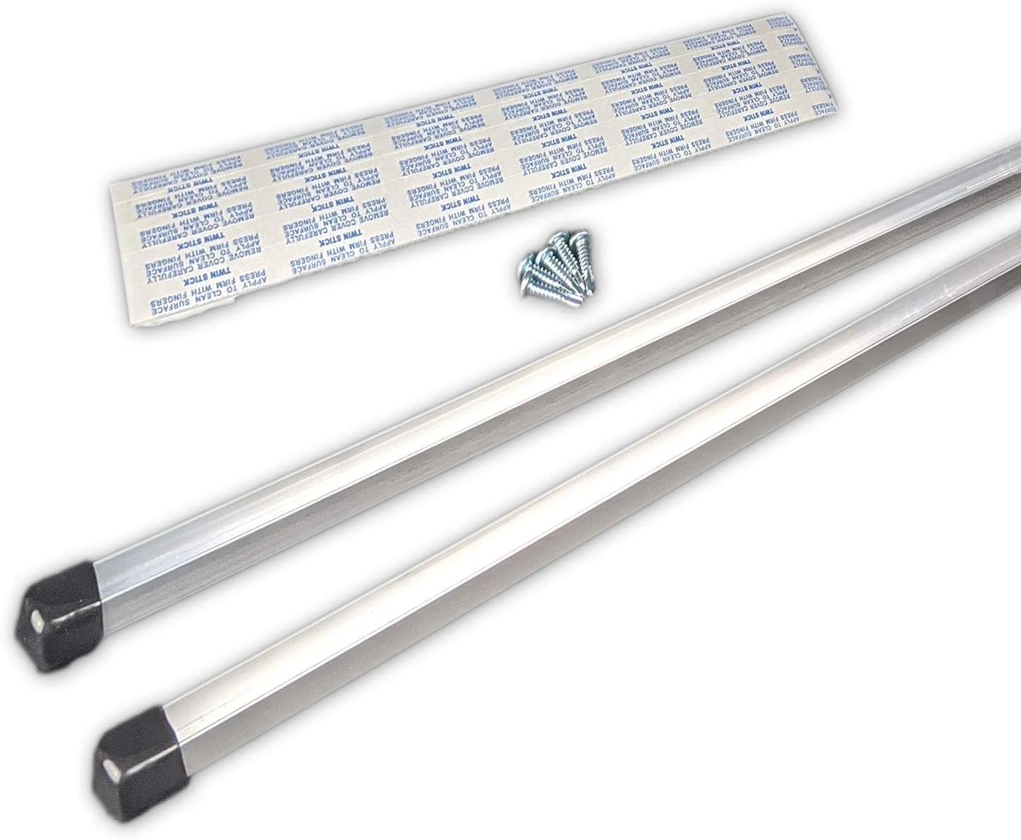 Visibility Signage 2 Pack 36" Long Yard Aluminum Sign Post Stake with Black Finishing Cap for Top of Post and Double-Sided Foam Mounting Tape