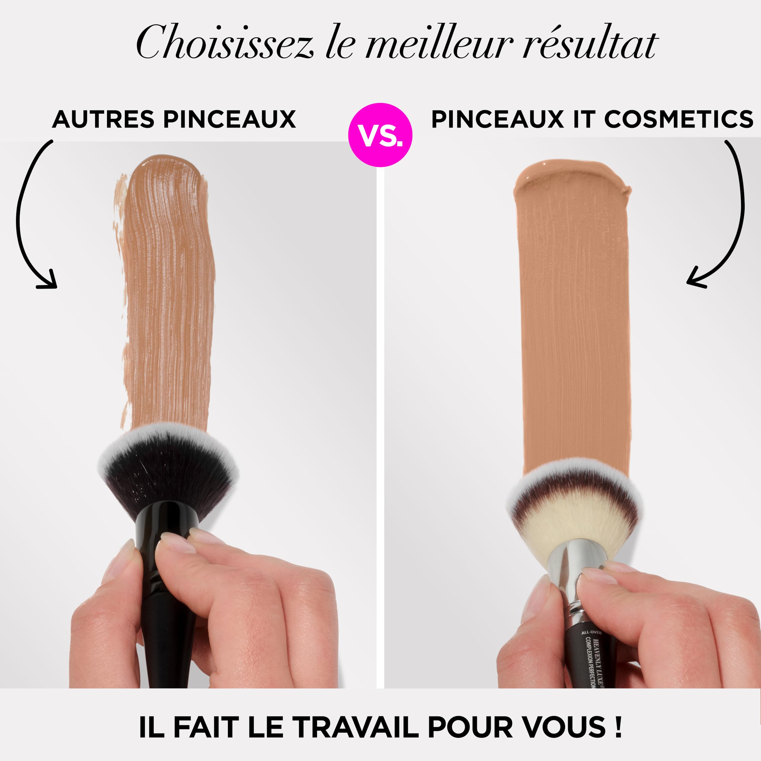 IT Cosmetics, Lot de 2 produits, Crème CC+ Anti-Âge Your Skin But Better, Haute Couvrance, Waterproof, Fini Naturel, 32 ml, Teinte Fair Light + Heavenly Luxe #7, Pinceau Double Embout