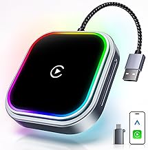 WityEye Wireless CarPlay Adapter with Atmospheric Light, Bluetooth V5.3 Stable Connection, 5.8GHz WiFi Fast Data Transfer, USB A/C, CarPlay Car for Apple iPhone iOS 10+