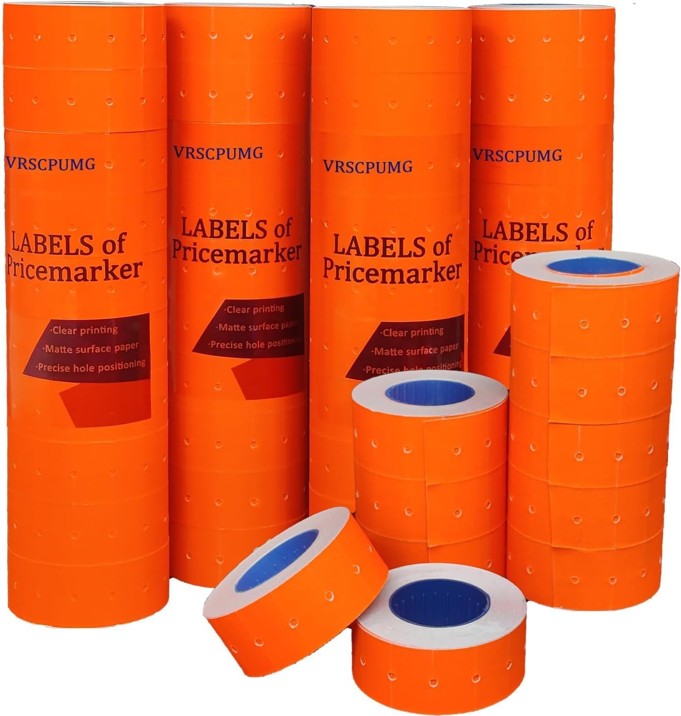 Price Gun Labels - 40 Rolls of 20,000 Blank Price Tags - 1-Line 8-Bit Pricing Labels for Retail - Compatible with MX5500, NEW5500, CN-979 & More - Orange Red