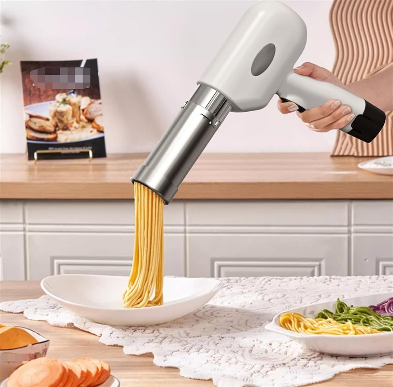Noodle Machine, Electric Home Pasta Machine Portable Multi-Function Noodle Maker for Household Homemade Spaghetti Ramen