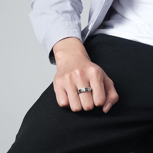 Miniatura 9 de Anillo de ansiedad para mujer, anillos giratorios anillos giratorios de acero inoxidable de 0.236 pulgadas (0.236 in) con luna y estrella para la