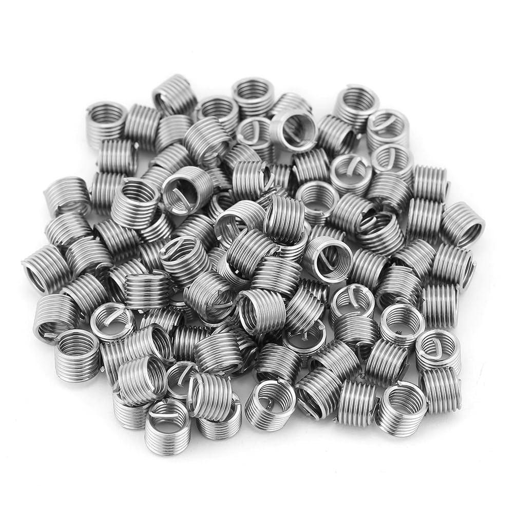 Helicoil, M6 100Pz Inserti Filettati per Filo M6 In Acciaio Inox Tipo Elicoidale Vite Manicotto per Riparazione Filettata Assortimento Kit M6x1.0x1.5D