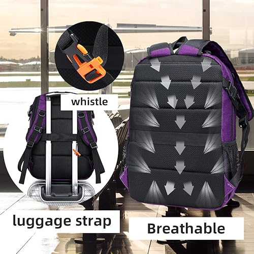 Miniatura 4 de FENGDONG Mochila grande para laptop de 17.3 pulgadas, mochila universitaria de viaje, mochila impermeable para hombres y mujeres, mochila de