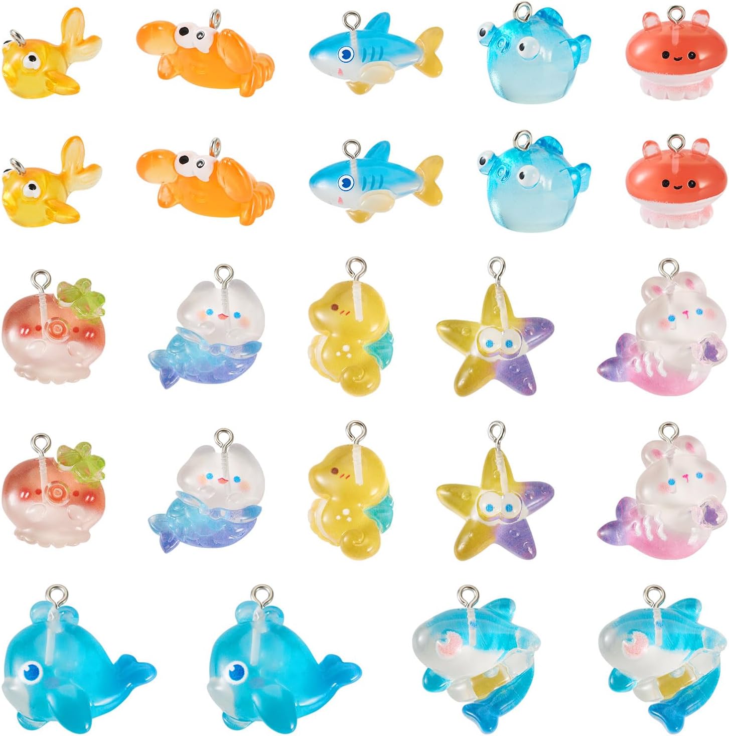 Ocean Animal Resin Charms Cute Cartoon Sea Animal Pendants Sea Creature Charms Lovely Marine Life Hang Ornament for DIY Crafts Earring Necklace Keychain Jewelry Making - Image 7