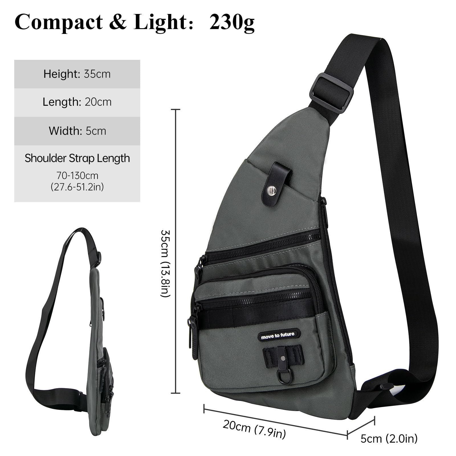 Long Keeper Chest Bag Sling Bag for Men Women Travel Crossbody Backpack Mens Shoulder Bag Waterproof Personal Pocket Bag Slim Lightweight Gym Cycling Bag - Image 2