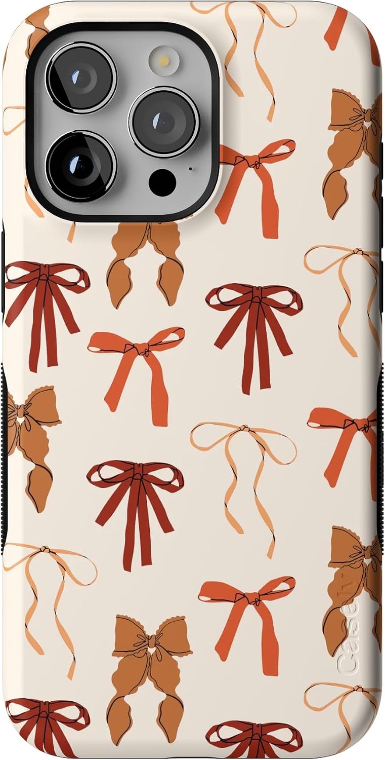 Casely iPhone 15 Pro Max Case | Fall Girlie | Pumpkin Spice Bows | Bold Protective Design | MagSafe Compatible Design