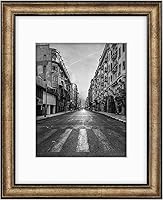 Golden State Art 11x14 Picture Frame with White Mat for 8x10 Photos - Dark Gold Bronze Pewter, Real Glass, Vintage Style