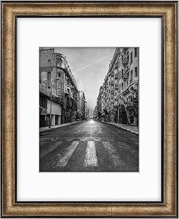 Golden State Art 11x14 Picture Frame with White Mat for 8x10 Photos - Dark Gold Bronze Pewter, Real Glass, Vintage Style