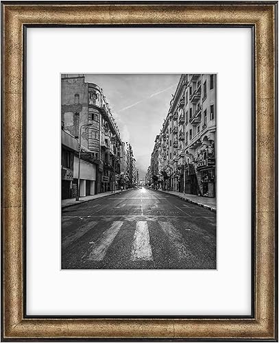 Golden State Art, marco de fotos de 11.0 x 14.0 pulg con alfombrilla de color marfil para imágenes de 8 x 10 y cristal real, Panel de peltre, 3,17