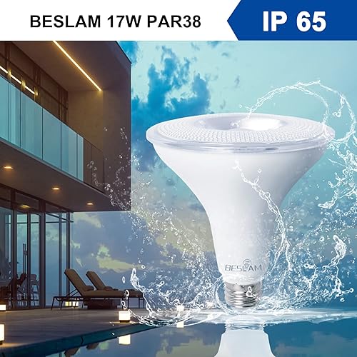 Miniatura 3 de BESLAM PAR38 Bombillas LED de 17 W, base E26, equivalente a 150 W, resistente al agua para exterioresinteriores, 5000 K, luz blanca fría de 5000 K,