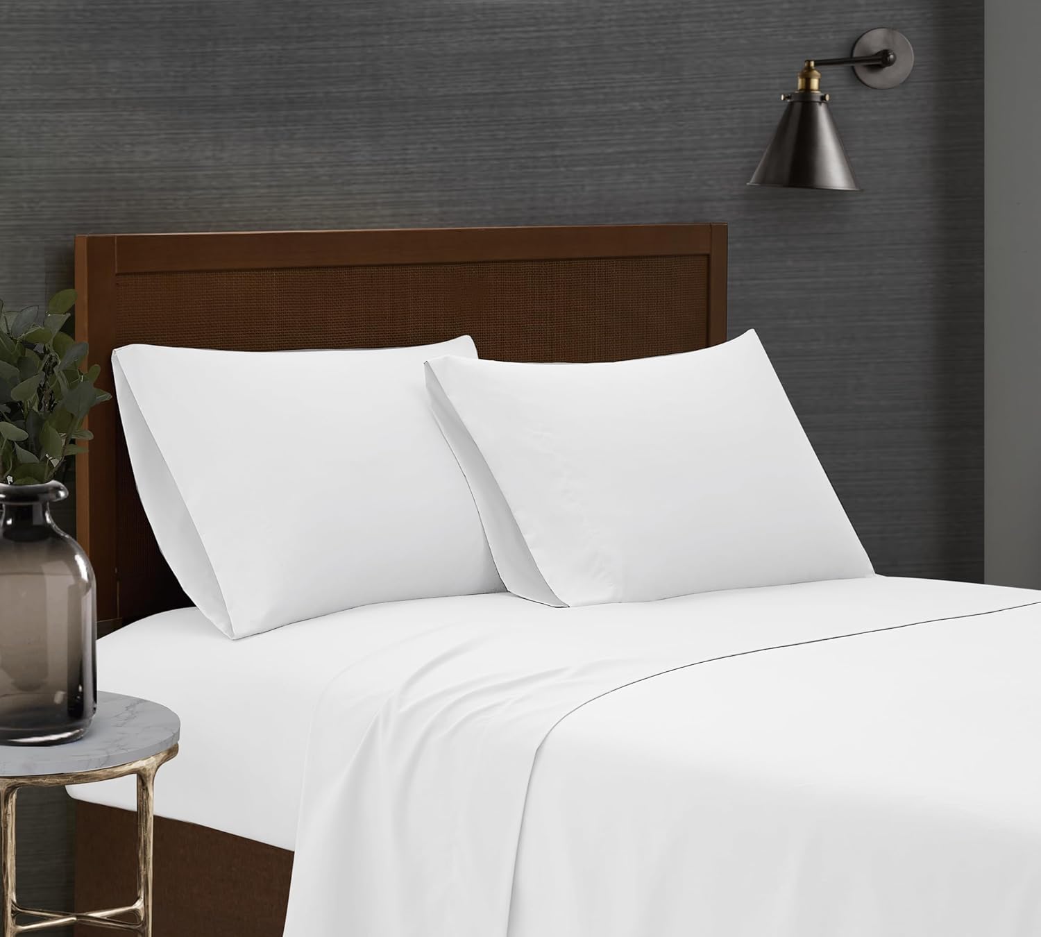 London Fog Garment Washed Solid Sheet Set White Microfiber 4-Piece King Sheet Set, Solid Themed, Deep Pocket, Adult and Teen, Oeko-TEX Certified