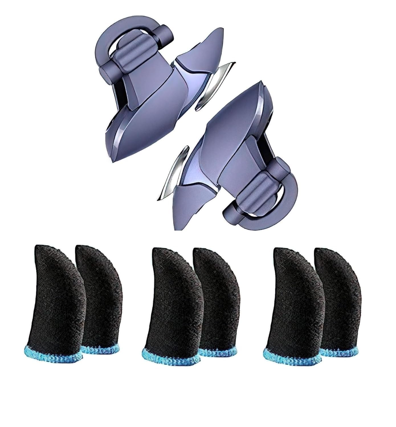 Extra Premium PUBG Mobile Gaming Trigger Fire and Aim Button Game Shooter, Sensitive Shoot for PUBG| Free FIRE| Call of Duty| BGMI Compatible with All Smartphones-(3 Pair Sleeves- 1 Pair Trigger)