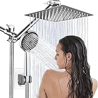 Ashwanth 8" High Pressure Rain Shower Head with Handheld Combo, 11" Adjustable Extension Arm, Chrome Rainfall Shower System