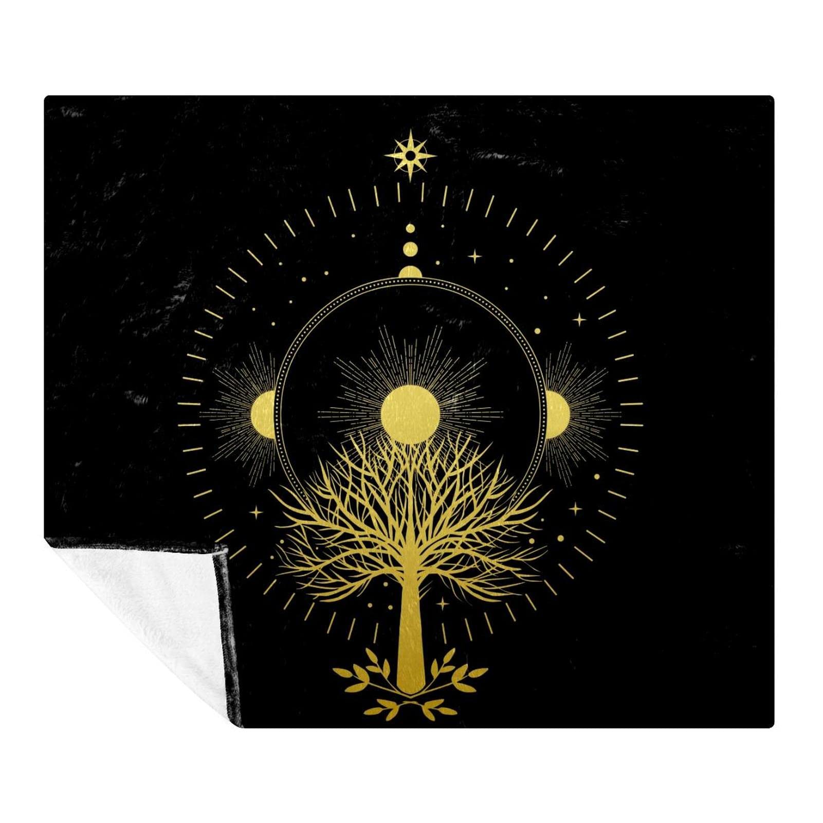 Couverture polaire Sacred Tree 150x130 anti-froid pour canapé et lit d'adulte