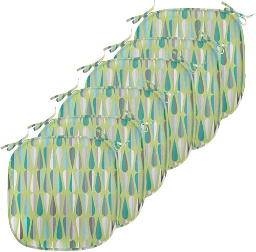 Vista 299 de Lunarable Orient - Juego de 6 cojines de asiento para silla, diseño de estrellas marroquíes, espirales y curvas abstractas, ilustración oriental