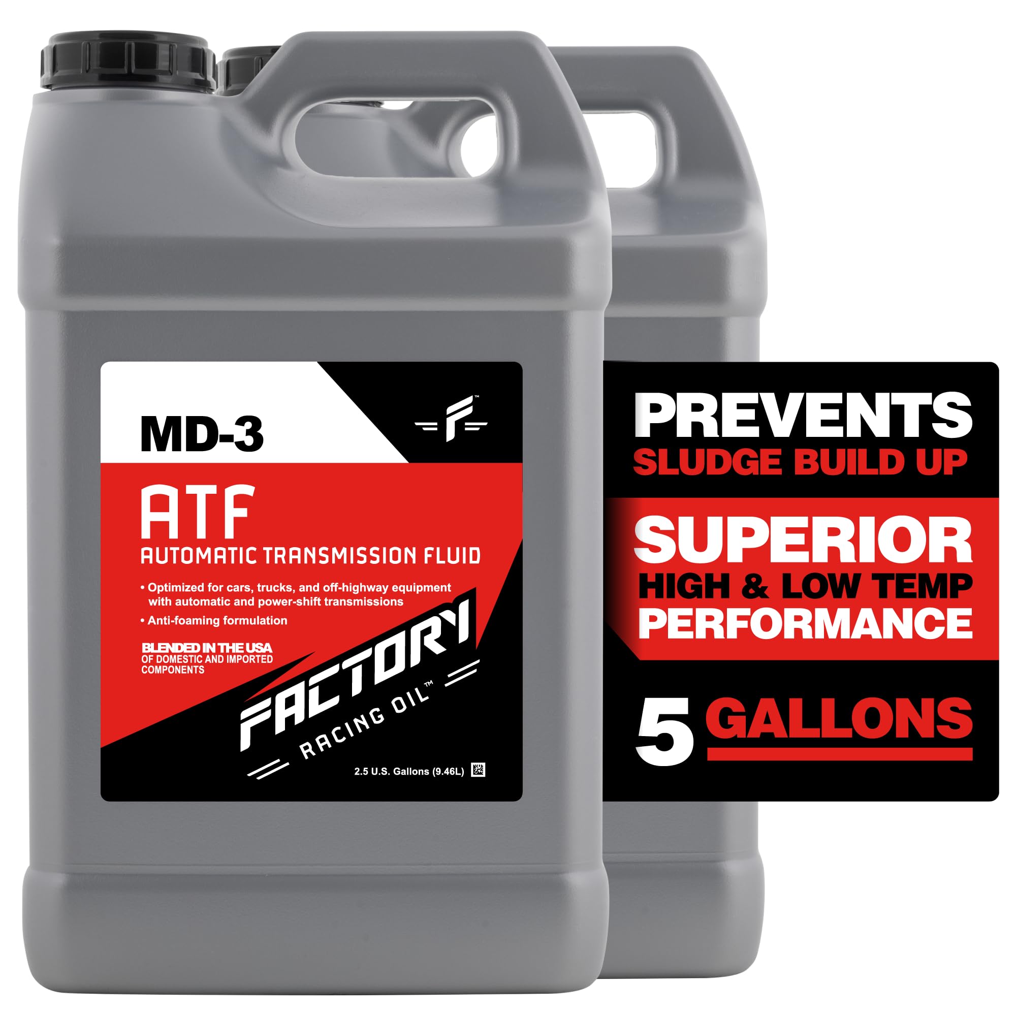 Factory Racing Oil 214799 Twin Pack ATF MD-3 Automatic Transmission Fluid - 5 Gallons (2x2.5 Gal Bottles)