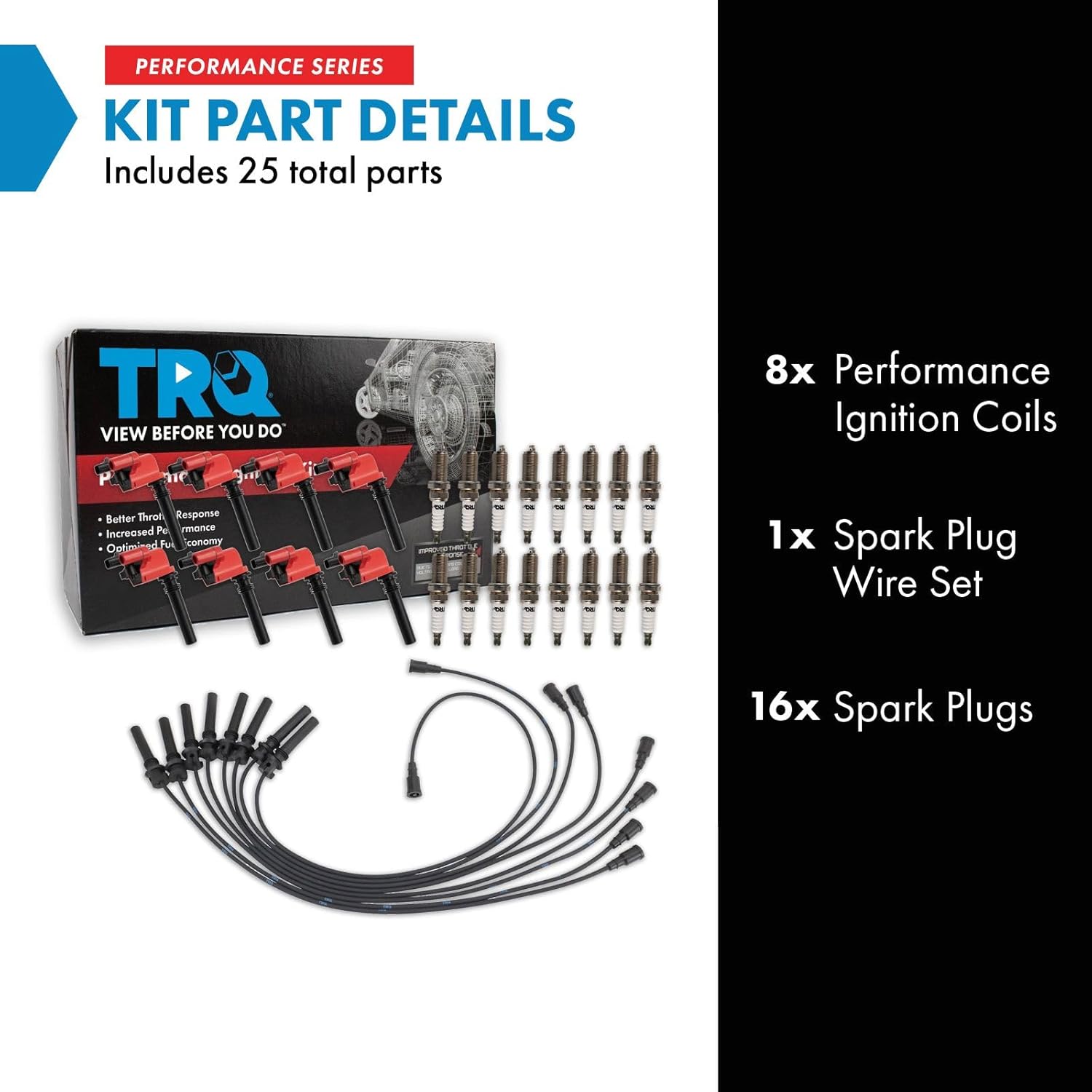 TRQ Ignition Coil and Spark Plug Kit 25 Piece Iridium Spark Plugs Compatible with 2005 Chrysler 300 2005 Dodge Magnum 2005 Jeep Grand Cherokee