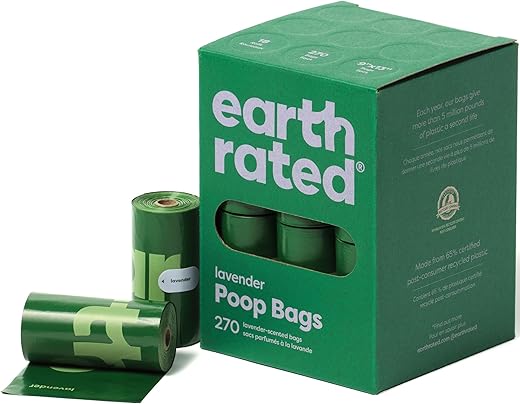 Earth Rated Dog Poo Bags, New Look, Guaranteed Leak Proof and Extra Thick Waste Bag Refill Rolls For Dogs, Lavender Scented, 270 Count