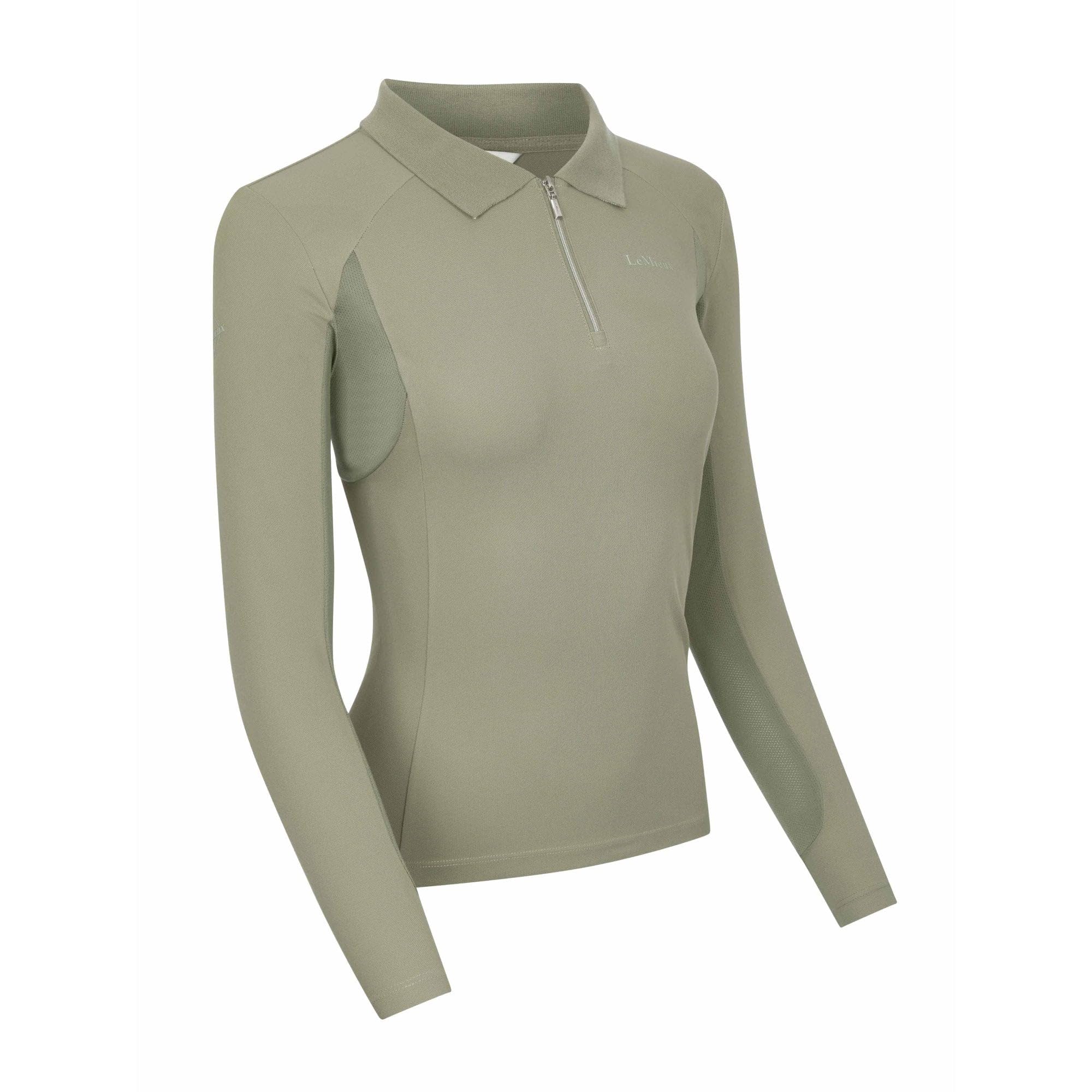 LeMieux Polo de sport à manches longues – Super léger – Tissu piqué doux – Fermeture éclair 1/4