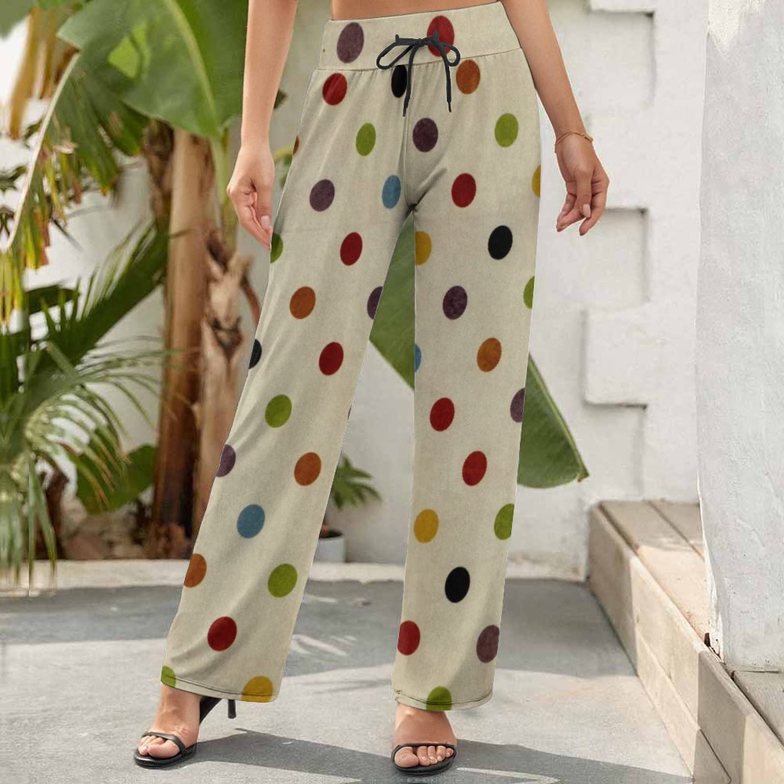 Amazon.co.jp: ワイドパンツ ロングパンツ レディース カラフル 水玉