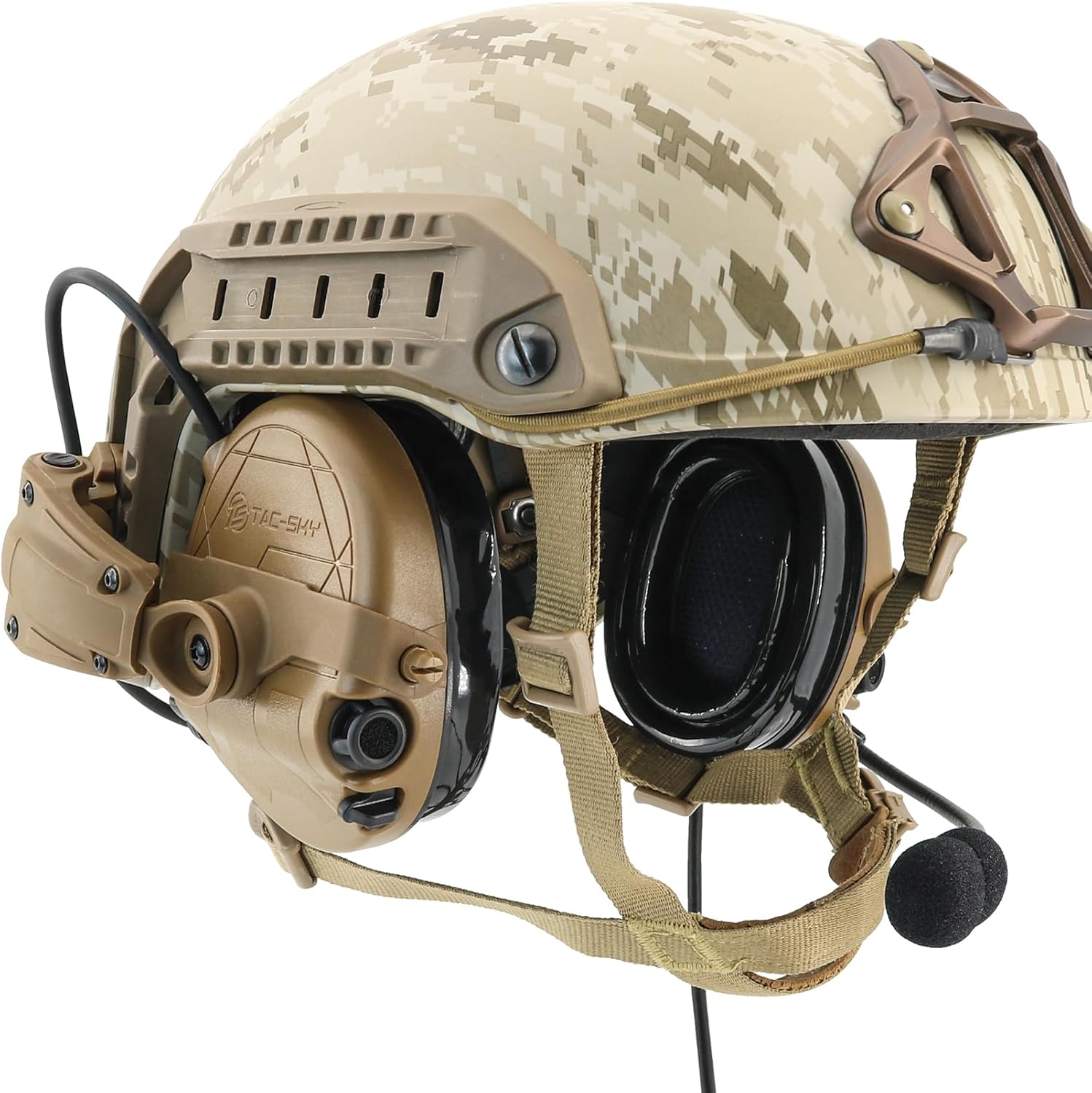 TAC303 Tactical Communication Headset with ARC Rail Adapter Noise Reduction Hearing Protection with U94 PTT (Coyote Brown) - Image 3
