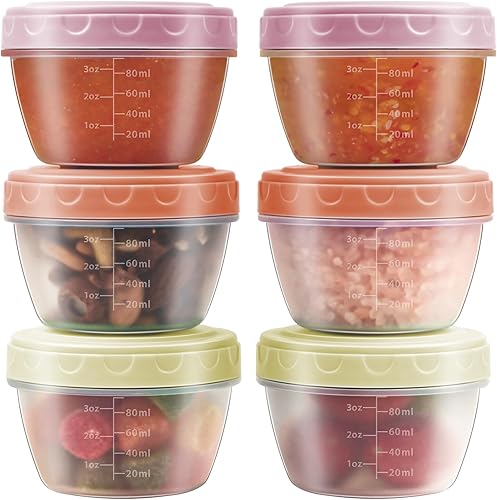 Miniatura 12 de Recipiente para aderezo de ensalada para llevar con tapas, apto para lavavajillas y microondas, recipientes pequeños para condimentos con líneas